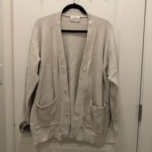 Wilfred Cream Knit Button-Front Cardigan with Pockets